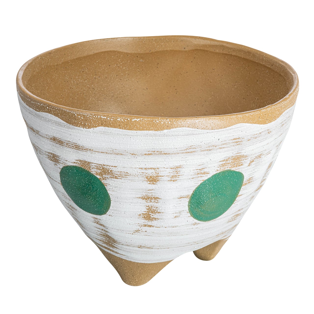 Hello Honey® 8" Multicolor Boho Stoneware Footed Planter with Painted Geometric Design
